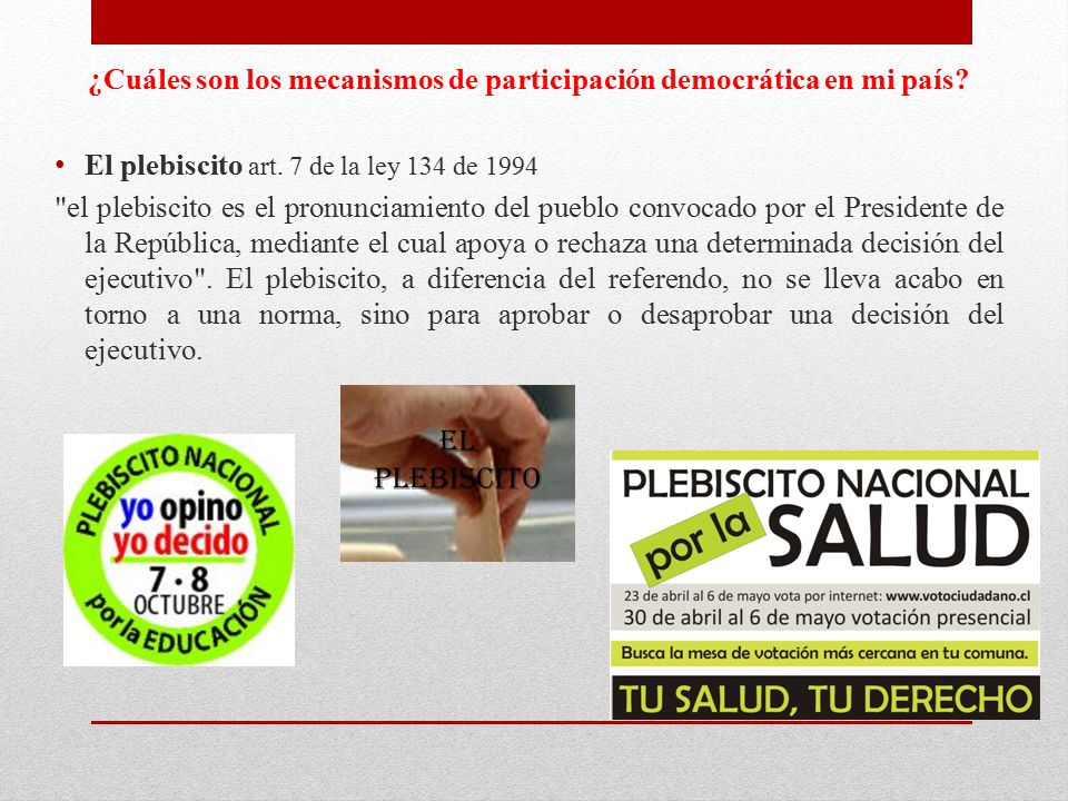 ¿Cuáles son los mecanismos de participación democrática en mi país