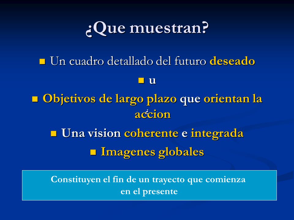 ¿Que muestran Un cuadro detallado del futuro deseado u