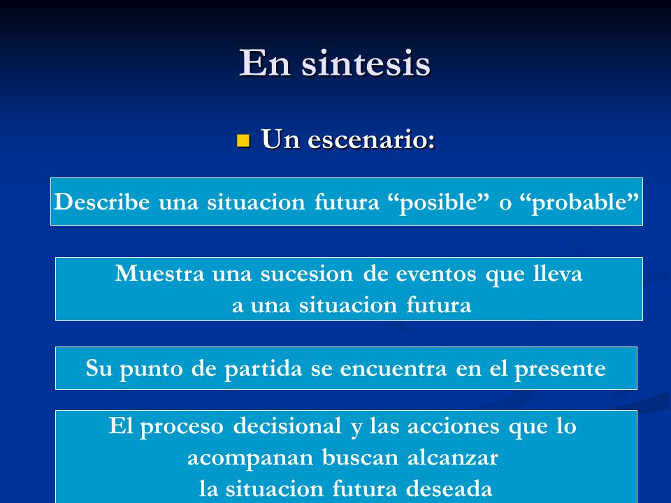 En sintesis Un escenario: