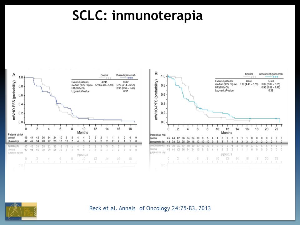 SCLC: inmunoterapia Reck et al. Annals of Oncology 24:75-83, 2013