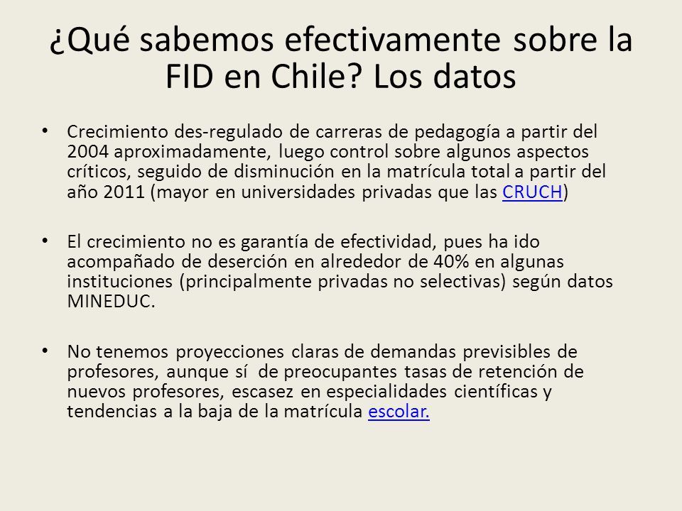 ¿Qué sabemos efectivamente sobre la FID en Chile Los datos