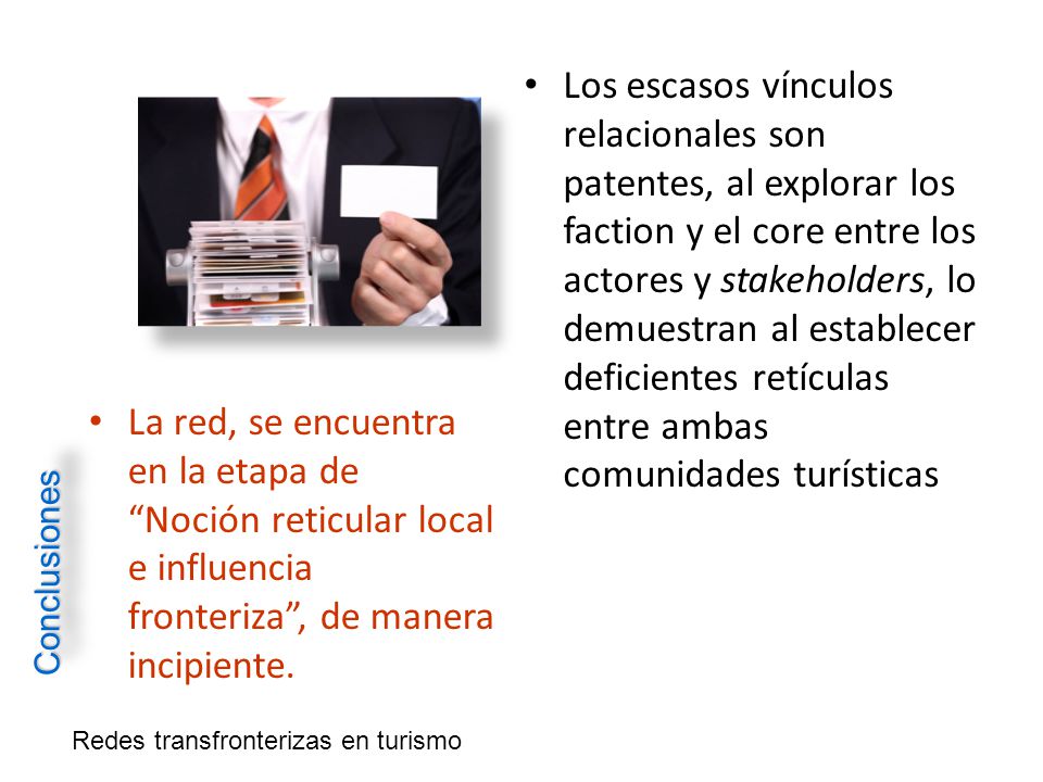Los escasos vínculos relacionales son patentes, al explorar los faction y el core entre los actores y stakeholders, lo demuestran al establecer deficientes retículas entre ambas comunidades turísticas