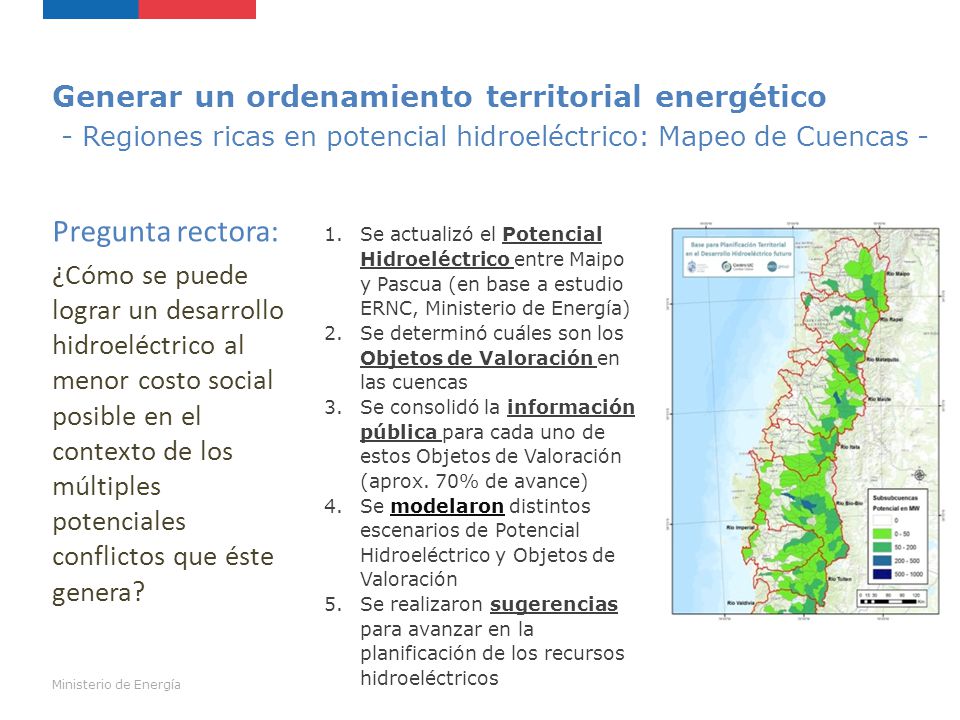 - Regiones ricas en potencial hidroeléctrico: Mapeo de Cuencas -
