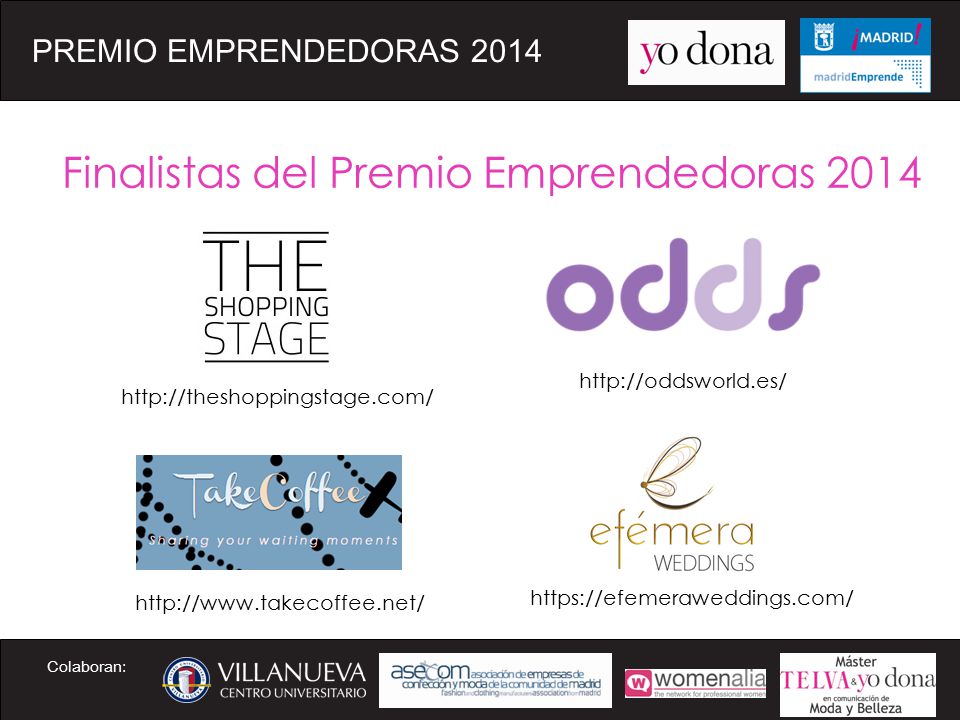 Finalistas del Premio Emprendedoras 2014