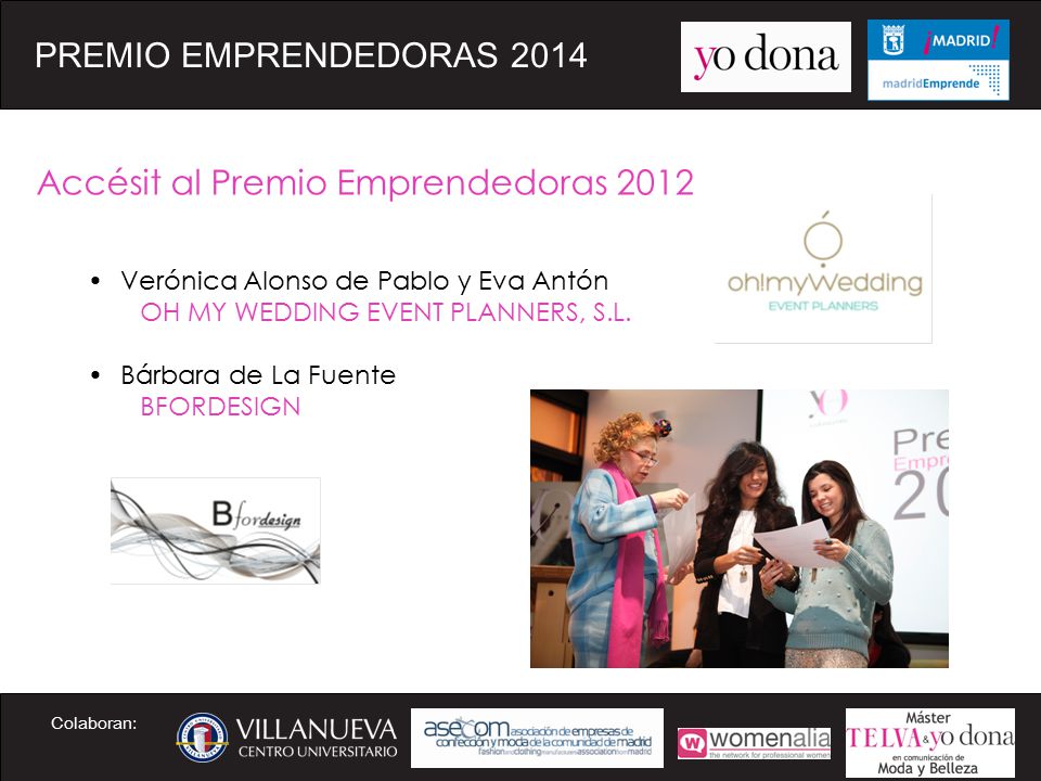 Accésit al Premio Emprendedoras 2012