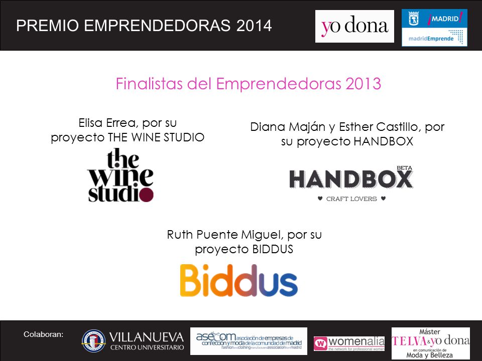 Finalistas del Emprendedoras 2013