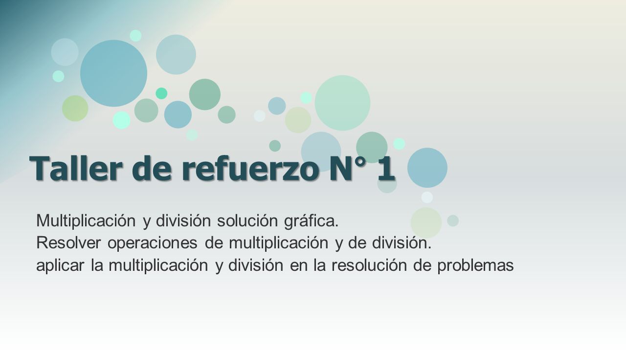 Taller de refuerzo N° 1 Multiplicación y división solución gráfica.