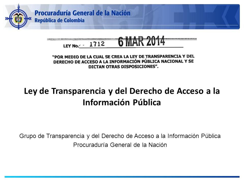 Ley de Transparencia y del Derecho de Acceso a la Información Pública