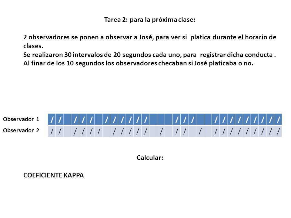 Coeficiente Kappa / Observador 1 Observador 2 - ppt descargar