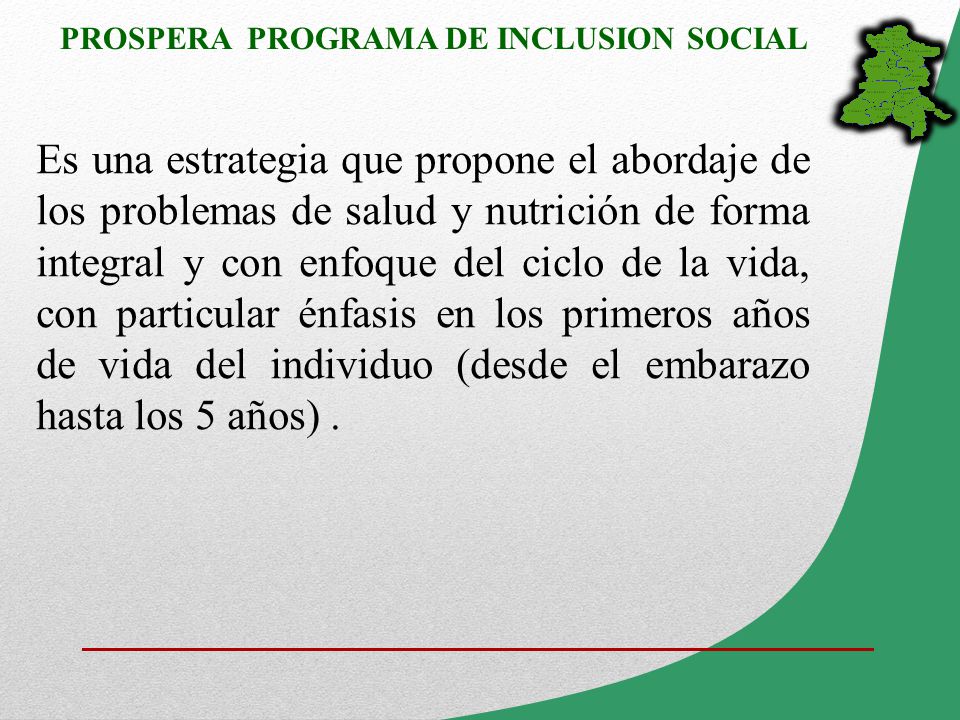 Es una estrategia que propone el abordaje de los problemas de salud y nutrición de forma integral y con enfoque del ciclo de la vida, con particular énfasis en los primeros años de vida del individuo (desde el embarazo hasta los 5 años) .