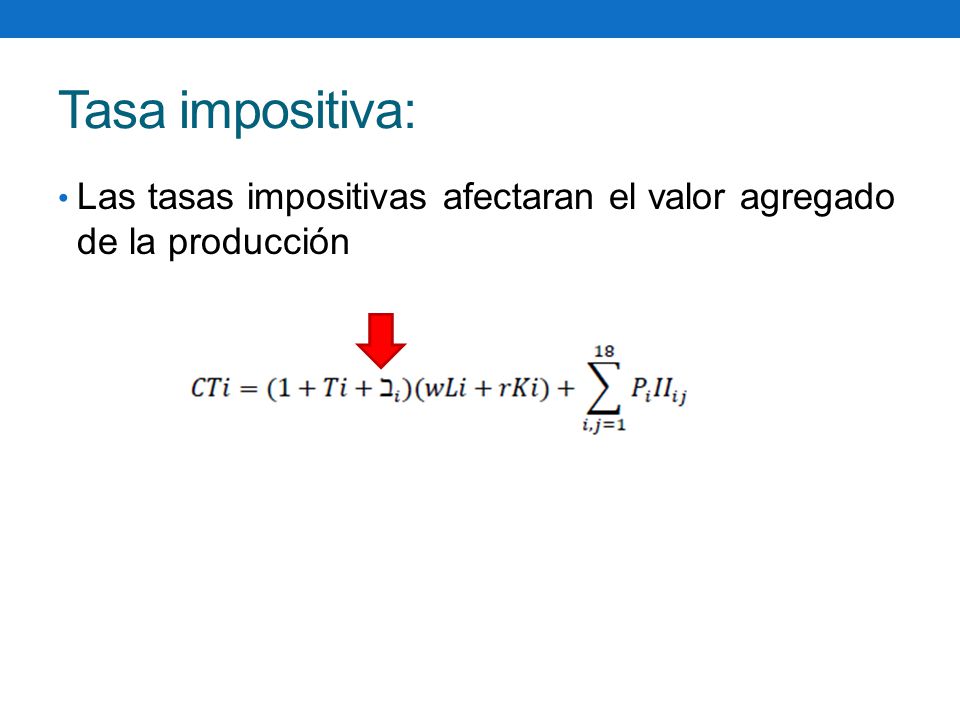 Tasa impositiva: Las tasas impositivas afectaran el valor agregado de la producción