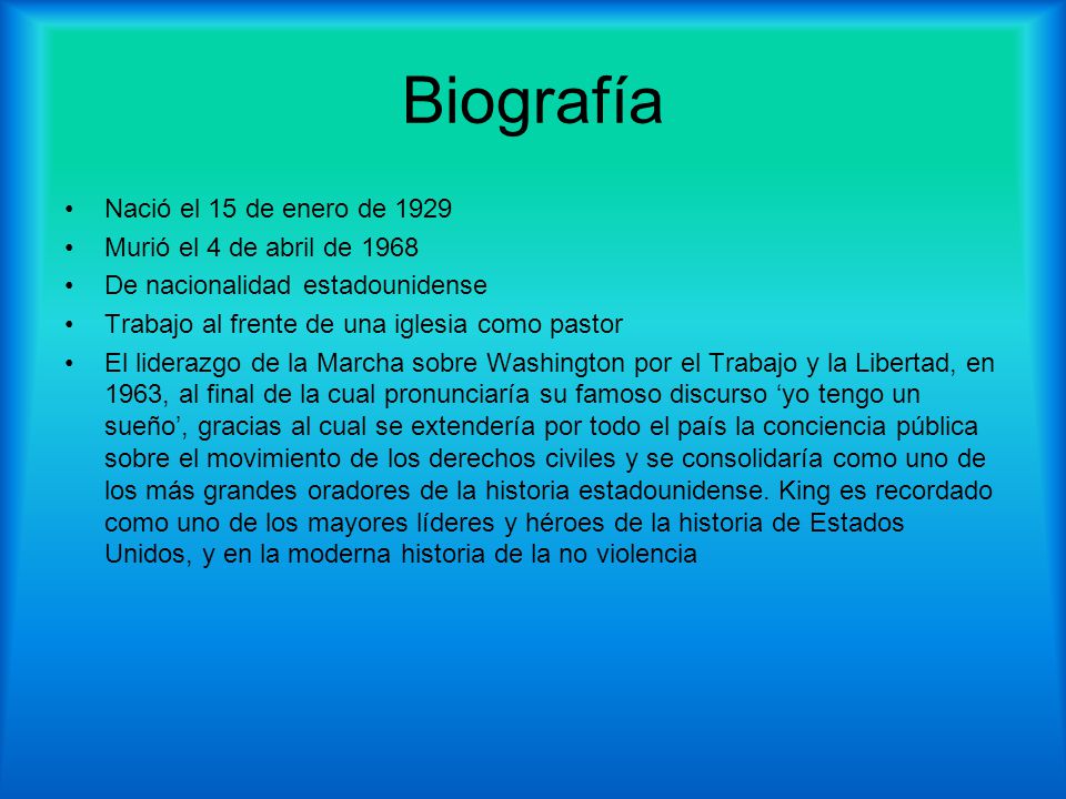 Biografía Nació el 15 de enero de 1929 Murió el 4 de abril de 1968