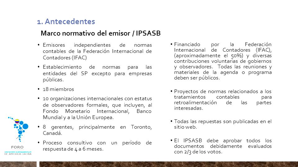 1. Antecedentes Marco normativo del emisor / IPSASB
