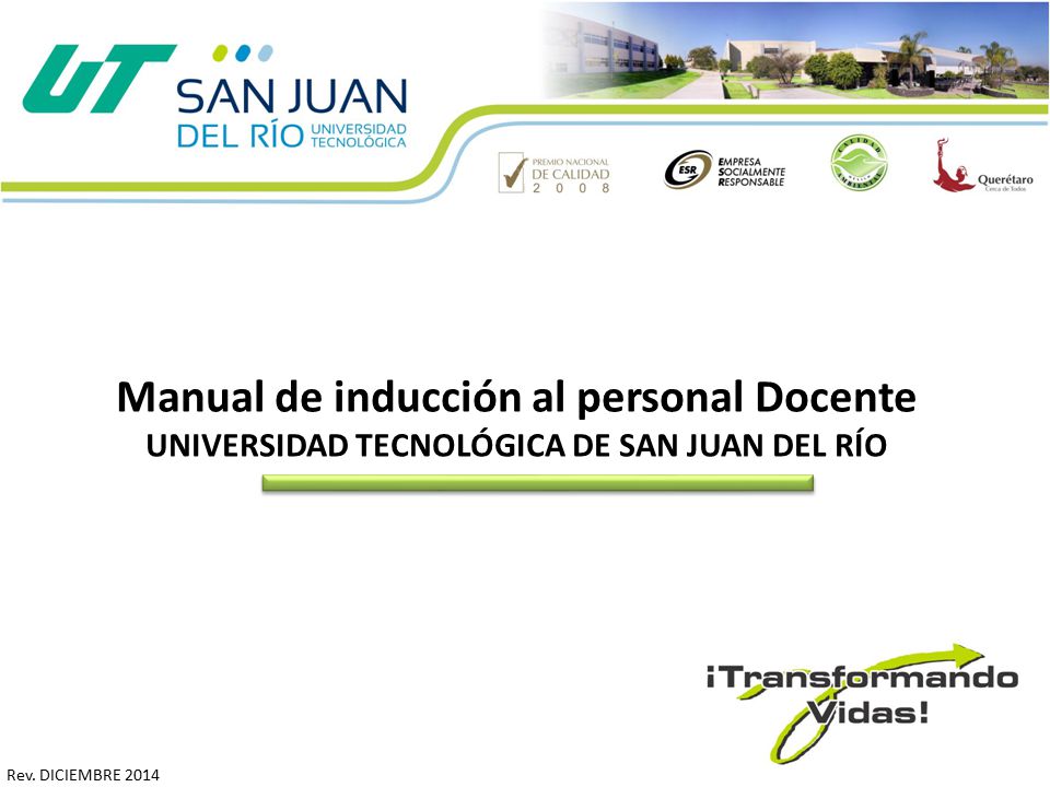 Manual de inducción al personal Docente UNIVERSIDAD TECNOLÓGICA DE SAN JUAN DEL RÍO