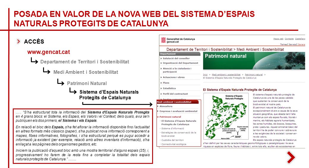 POSADA EN VALOR DE LA NOVA WEB DEL SISTEMA D’ESPAIS NATURALS PROTEGITS DE CATALUNYA
