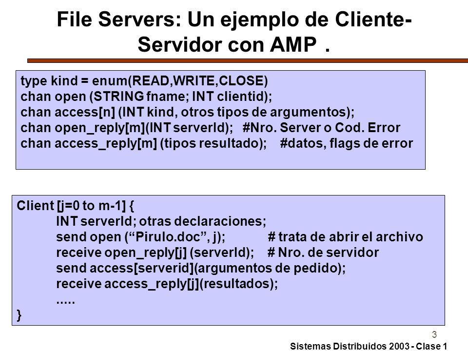 File Servers: Un ejemplo de Cliente-Servidor con AMP .