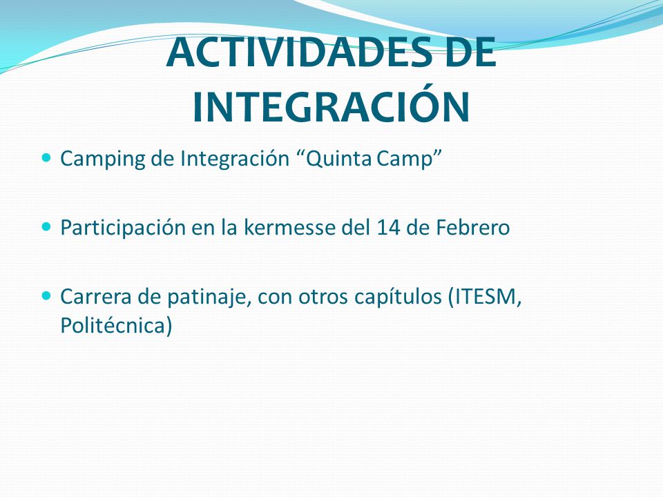 ACTIVIDADES DE INTEGRACIÓN