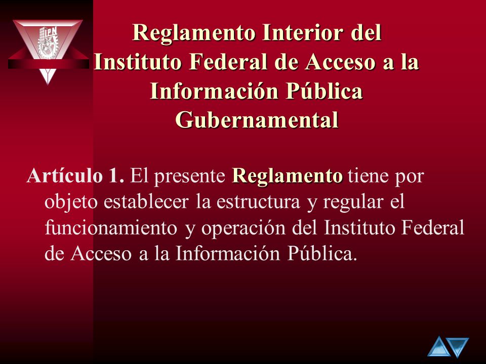 Reglamento Interior del Instituto Federal de Acceso a la Información Pública Gubernamental