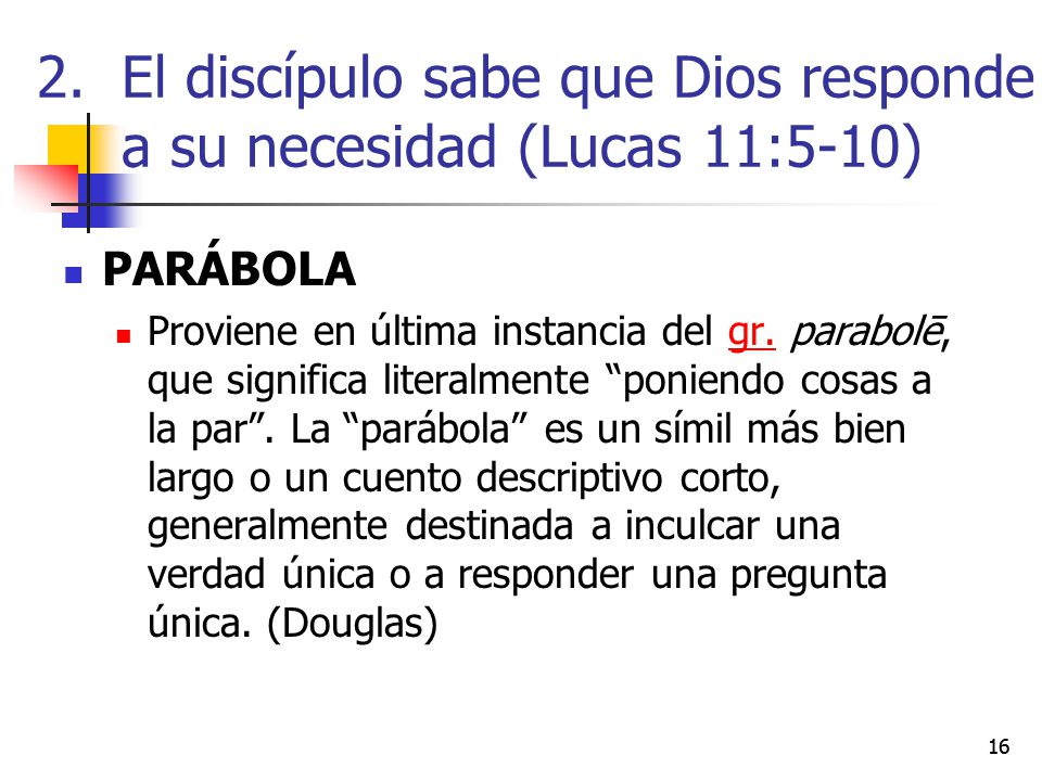 El discípulo sabe que Dios responde a su necesidad (Lucas 11:5-10)