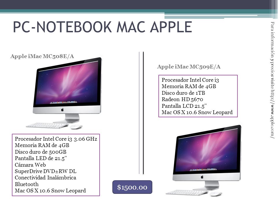 PC-NOTEBOOK MAC APPLE $ Apple iMac MC508E/A Apple iMac MC509E/A