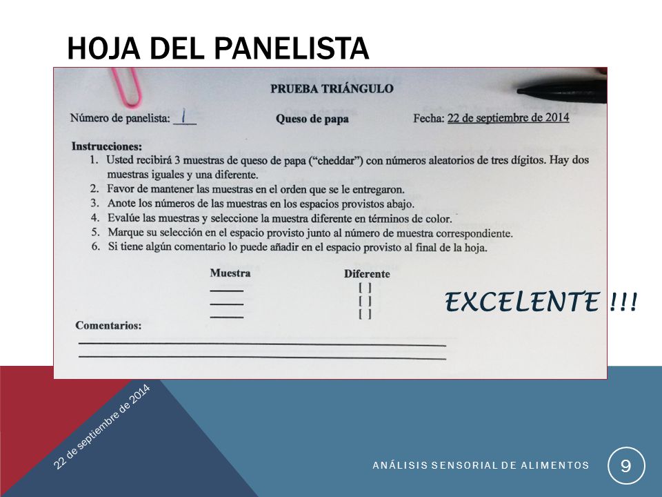 Hoja del panelista EXCELENTE !!! 22 de septiembre de 2014