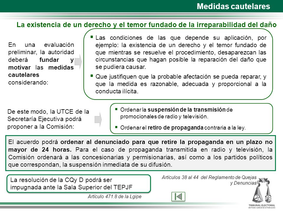 Medidas cautelares La existencia de un derecho y el temor fundado de la irreparabilidad del daño.