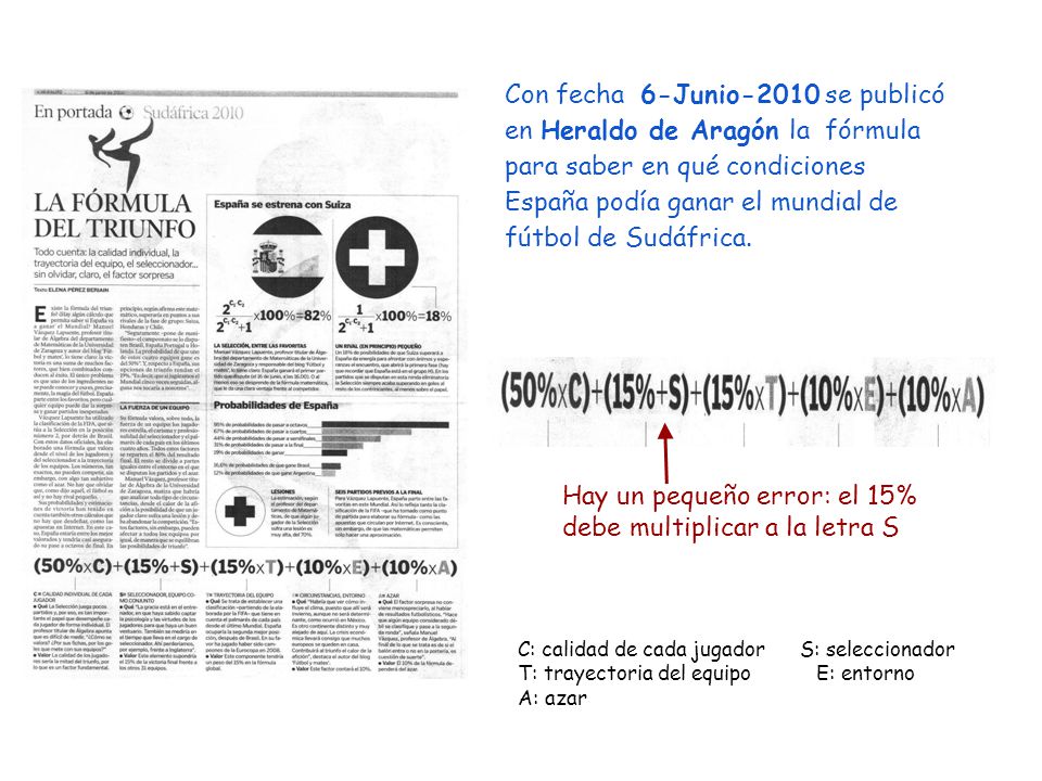 Hay un pequeño error: el 15% debe multiplicar a la letra S