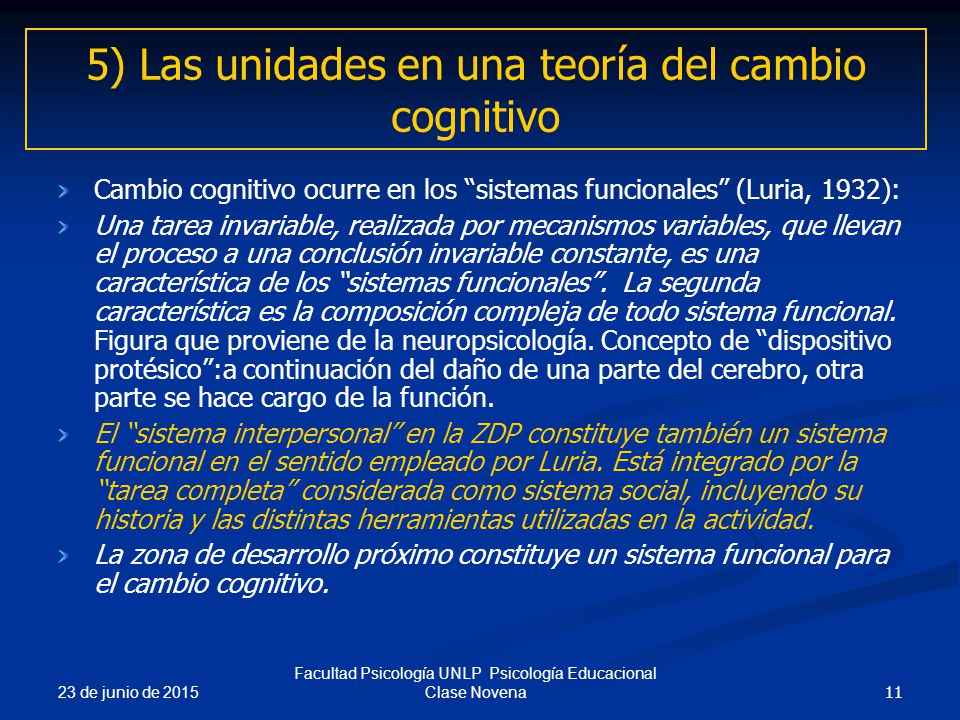 5) Las unidades en una teoría del cambio cognitivo