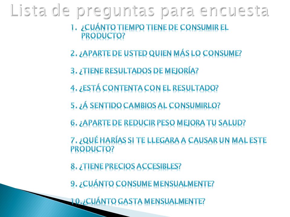 Lista de preguntas para encuesta