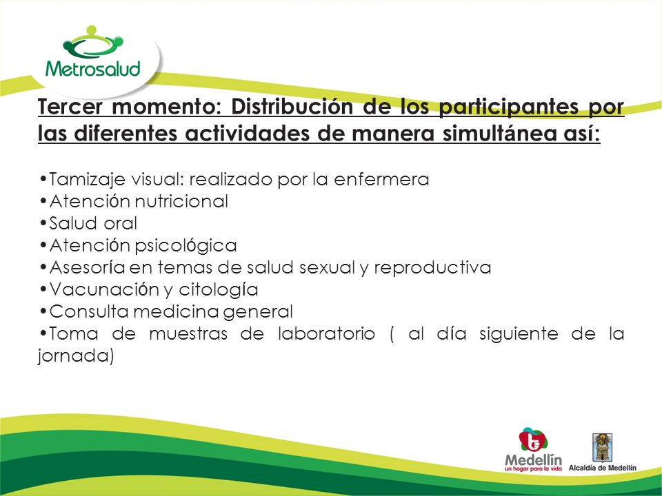 Tercer momento: Distribución de los participantes por las diferentes actividades de manera simultánea así: