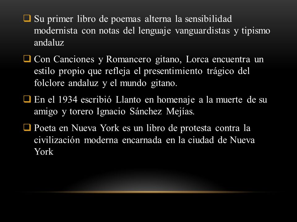 Su primer libro de poemas alterna la sensibilidad modernista con notas del lenguaje vanguardistas y tipismo andaluz