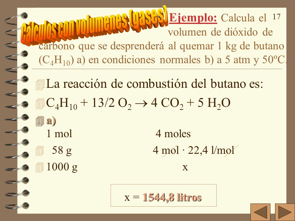 Cálculos con volumenes (gases)