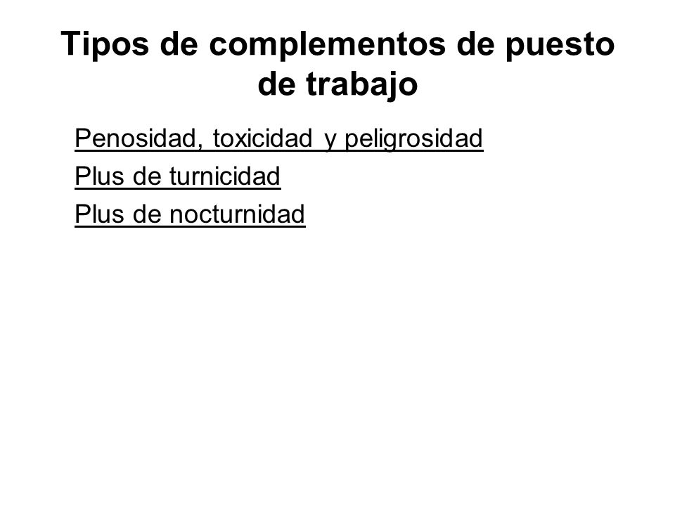 Tipos de complementos de puesto de trabajo