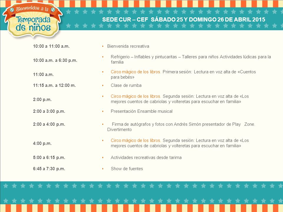 SEDE CUR – CEF SÁBADO 25 Y DOMINGO 26 DE ABRIL 2015