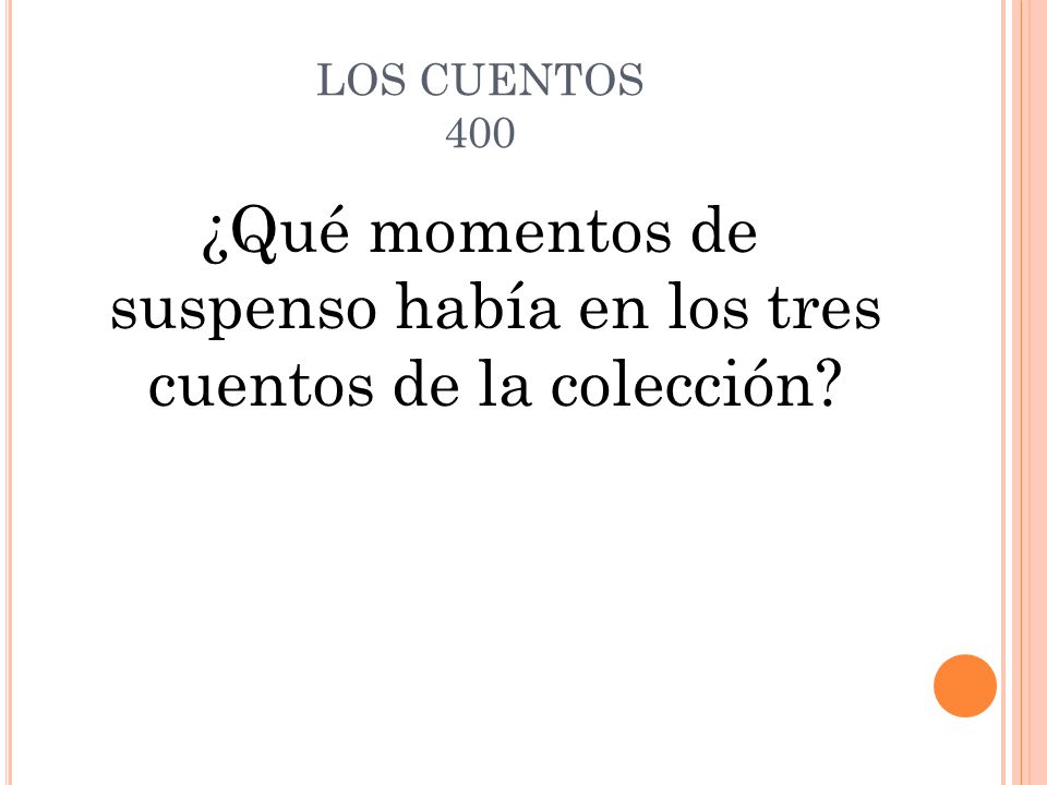 ¿Qué momentos de suspenso había en los tres cuentos de la colección