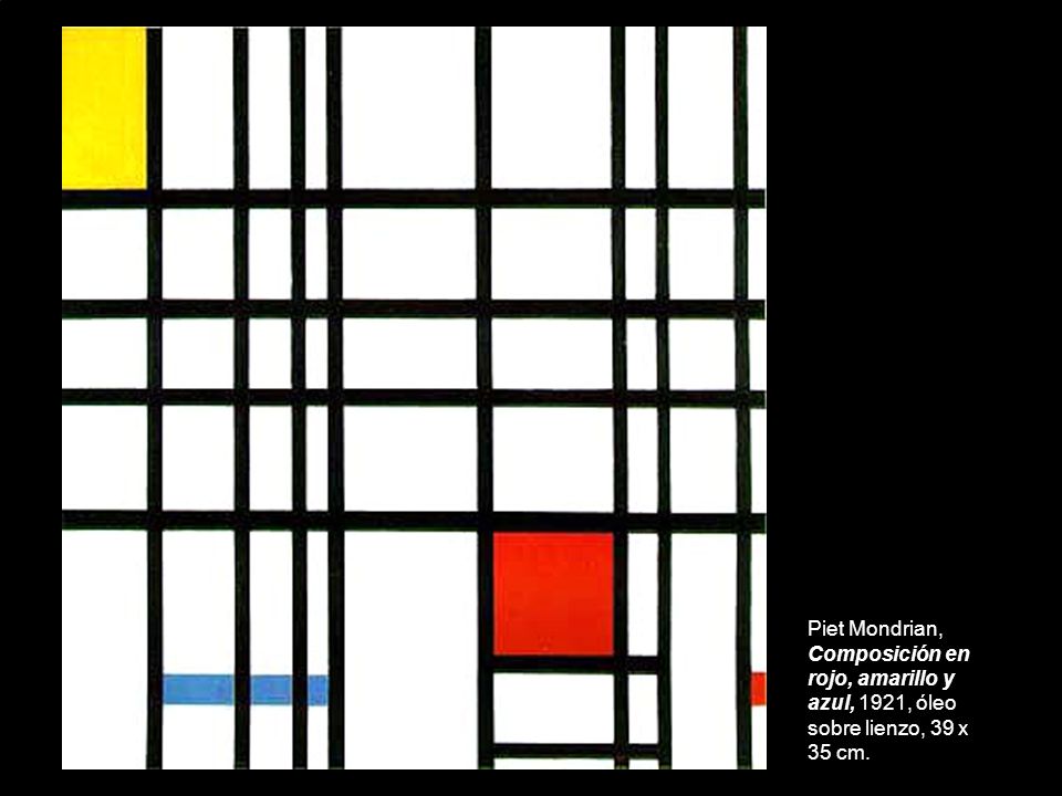 Piet Mondrian, Composición en rojo, amarillo y azul, 1921, óleo sobre lienzo, 39 x 35 cm.