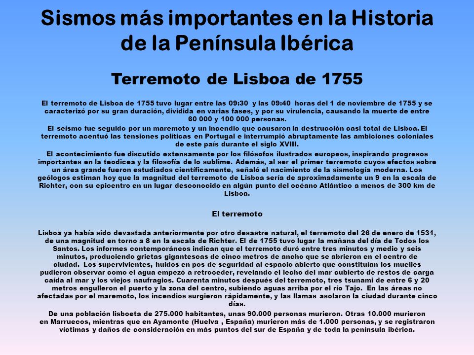 Sismos más importantes en la Historia de la Península Ibérica