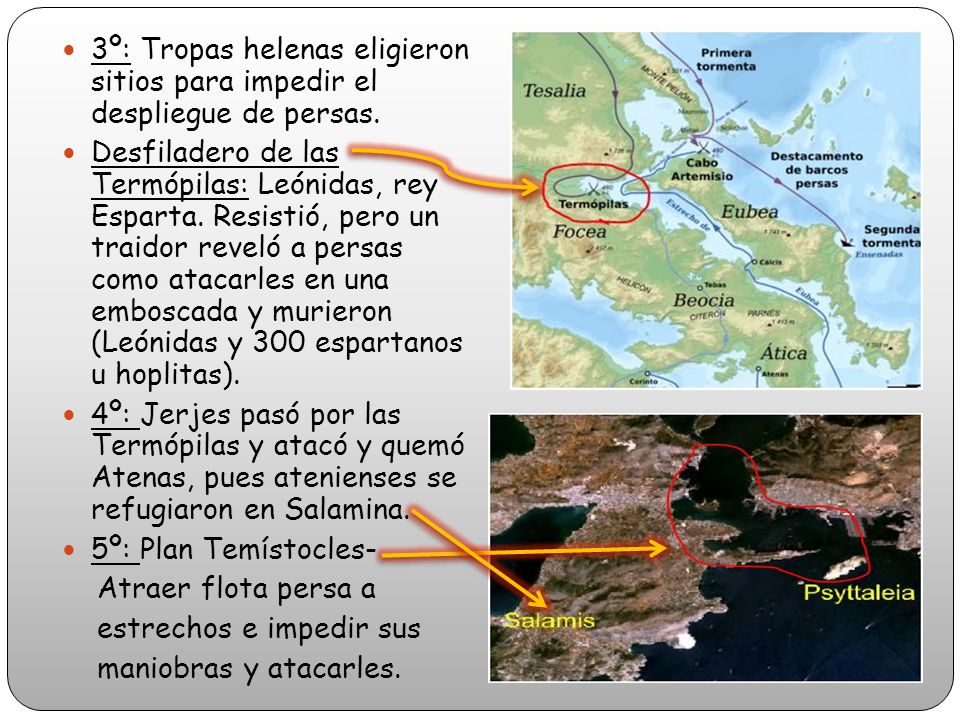 3º: Tropas helenas eligieron sitios para impedir el despliegue de persas.