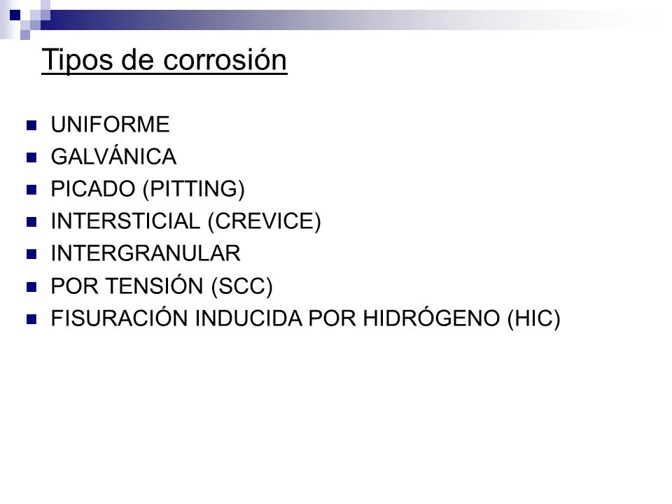 Tipos de corrosión UNIFORME GALVÁNICA PICADO (PITTING)