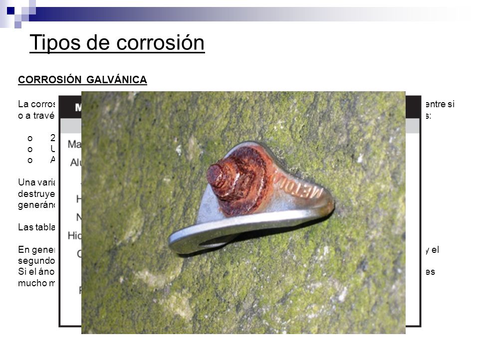 Tipos de corrosión CORROSIÓN GALVÁNICA
