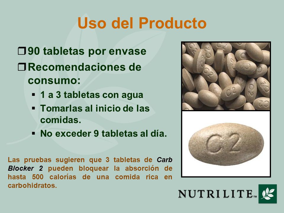 Uso del Producto 90 tabletas por envase Recomendaciones de consumo: