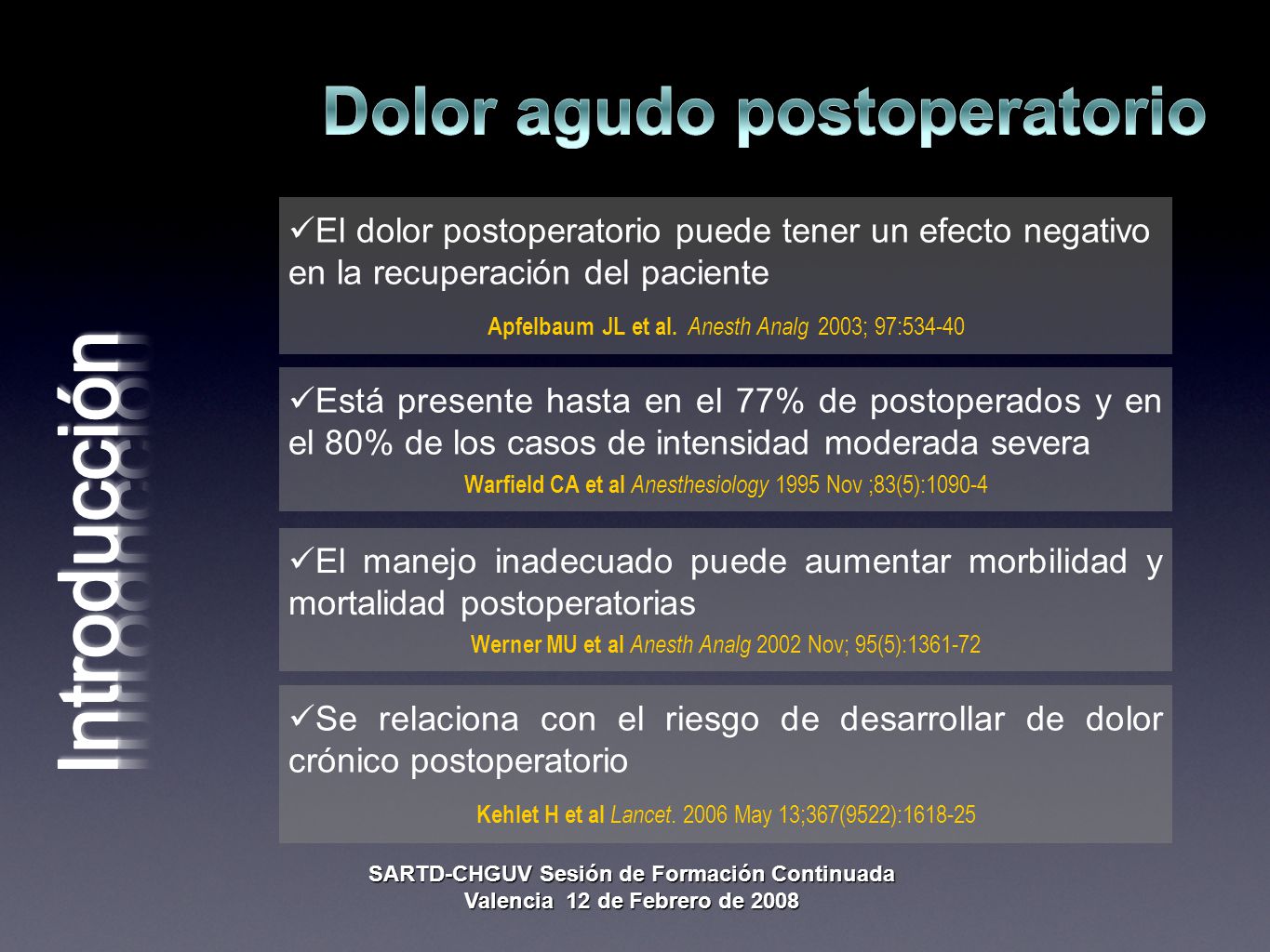 Dolor agudo postoperatorio SARTD-CHGUV Sesión de Formación Continuada