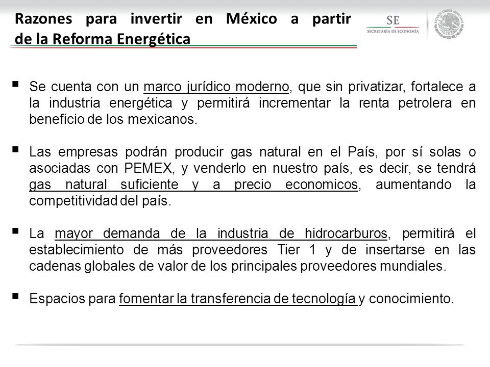 Razones para invertir en México a partir de la Reforma Energética