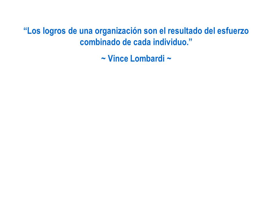 Los logros de una organización son el resultado del esfuerzo combinado de cada individuo.