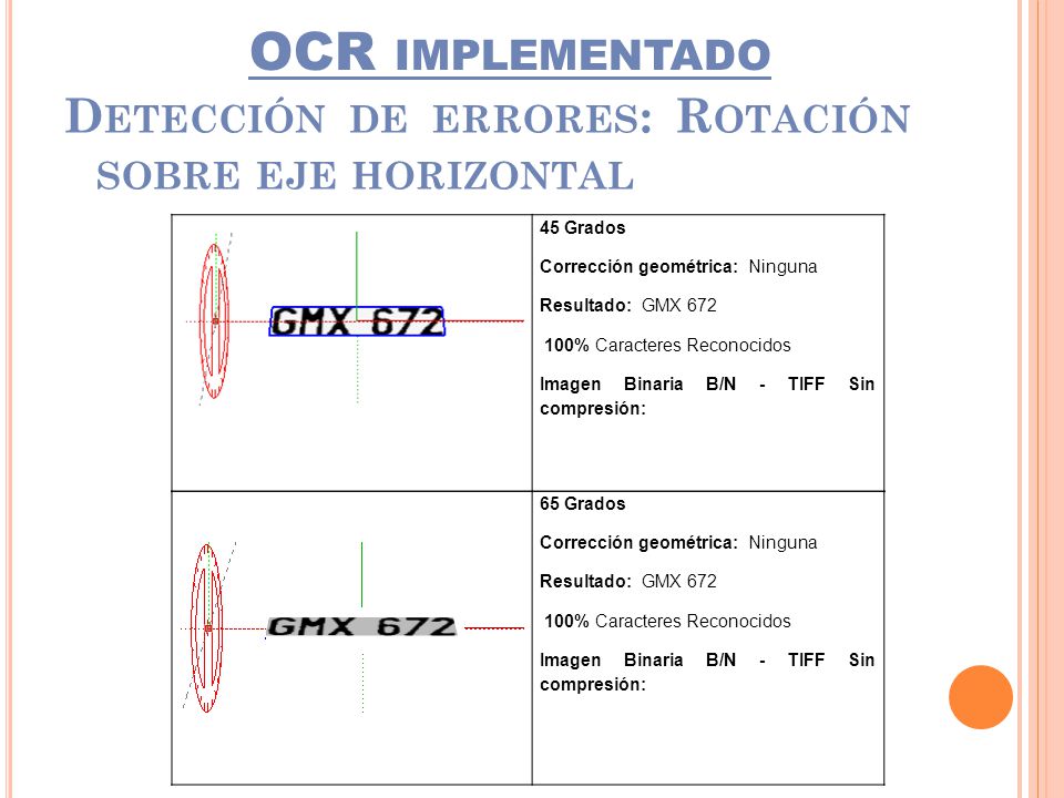 OCR implementado Detección de errores: Rotación sobre eje horizontal