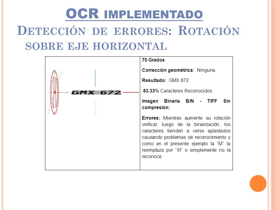 OCR implementado Detección de errores: Rotación sobre eje horizontal