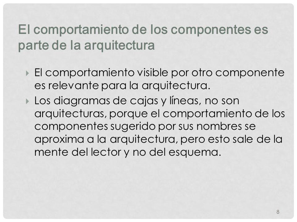 El comportamiento de los componentes es parte de la arquitectura