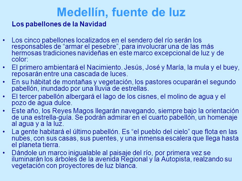 Medellín, fuente de luz Los pabellones de la Navidad