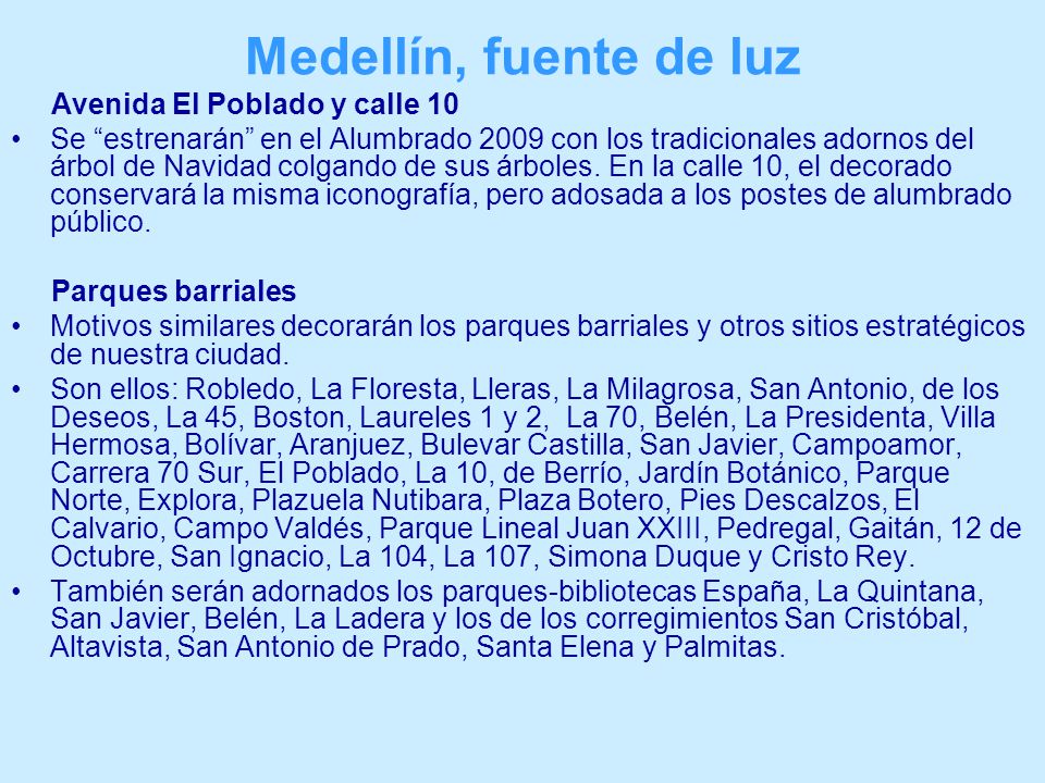 Medellín, fuente de luz Avenida El Poblado y calle 10