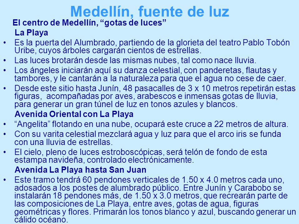 Medellín, fuente de luz El centro de Medellín, gotas de luces